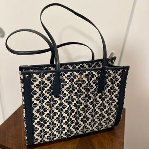 Kate Spade Embroided tote. Spade Flower Jacquard. Floral blue bag. Summer tote